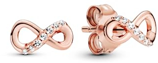 Pandora Sparkling Infinity Stud Earrings - 14k Rose Gold Stud Earrings with Cubic Zirconia for Women - Gift for Her - No Box