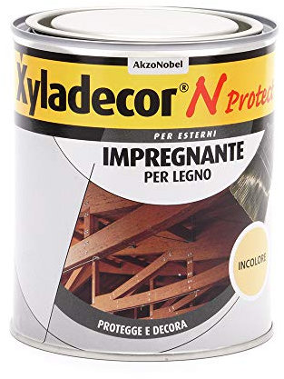 Xyladecor N PROTECT Fondo Impregnante per Legno Esterno a base solvente, Protettivo e Decorativo, Pronto Uso, Trasparente INCOLORE 750ML, 750 ML