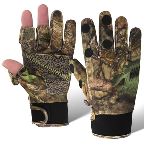 Favuit Camo Handschuhe, Tarnung Jagdhandschuhe Leichte Pro Anti-Rutsch Schießen Handschuhe Outdoor Jagd Camouflage Gear Bogenschießen Zubehör