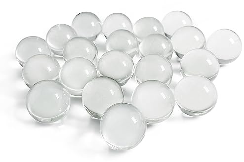 CYS EXCEL Large Clear Glass Gemstone Vase Fillers (3 LBS) Aquarium Round Marble Beads Decorative Mosaic Pebbles