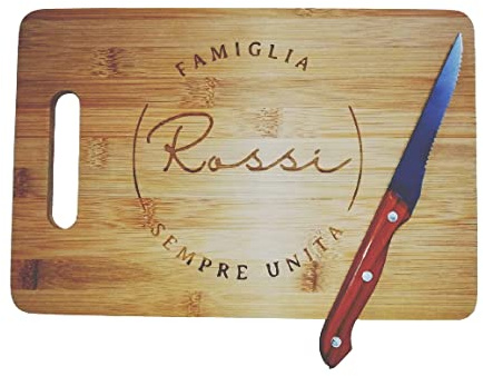 Tagliere in Bambù con incisioni nome o grafica personalizzato al 100% 36x23cm ottima idea regalo