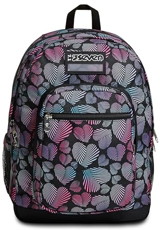Seven Zaino Scuola Freethink - Nero, Rosa - Doppio scomparto con Porta di Ricarica USB - Ragazza