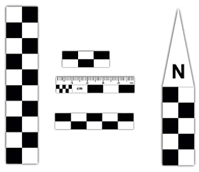 Sachverständigen-Zubehör® Tatort Maßstab Lineal als [Nivelliersystem] Set | Pfeile beschreibbar | Messlatte | Detektiv Set | Nivellierlatte | Gebrauchtwagen Profis | Präsentation Kriminaltechnik