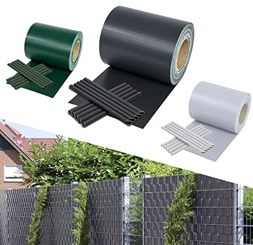 Yakimz Sichtschutzstreifen für doppelstabmatten, 140m x 19cm PVC sichtschutz, inkl.120 clips, Sichtschutz zaun Wetterfest, 450g/m², für gartenzaun Balkon doppelstabmattenzaun, Anthrazit