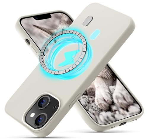 OIIAEE Silicone Case Designed for iPhone 13 Case, Ultra Slim Shockproof Protective Liquid Silicone Phone Case with Soft Anti-Scratch Microfiber Lining, 6.1 inch, Stone