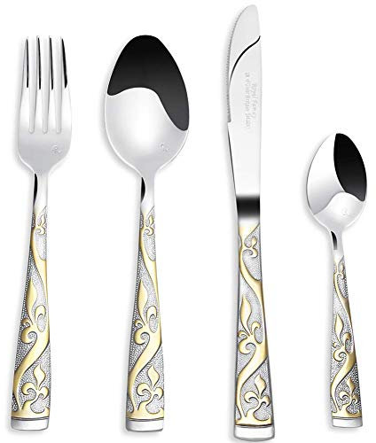 Besteck-Set 8-teiliges Edelstahl-Besteck-Set Silberbesteck Goldgabeln Löffel Messer-Set, Goldspiegel-Finish, ideal für Zuhause, Hochzeit, Festival, Party, spülmaschinenfest, Service für 2,Silber (Si