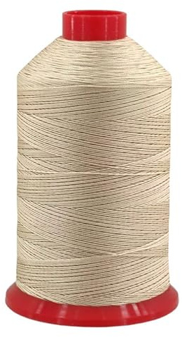 fuwi HT Ledergarn Stärke 20 - Sattlergarn & Jeansgarn extra stark - Hochfest, UV-beständig, 9.300 cN Reißkraft - Zwirn 0,5 mm für Leder & Outdoor, 1500 Meter (0002 dunkle Creme)