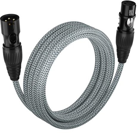 huaham XLR Cable 1m, Microphone Cable Nylon Braided XLR Male to Female Balanced 3 PIN XLR Microphone Cable Compatible with Mixer, Recording Studio, Speaker Systems and More…