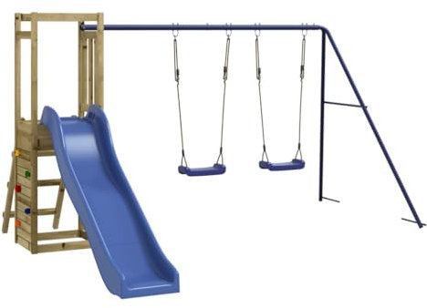 vidaXL Spielturm, Klettergerüst mit Rutsche Schaukel Kletterwand, Kinder Kletterturm, Spiel-Zubehör für Garten, Holz Spielplatz, Imprägniertes Kiefernholz, (3155929)