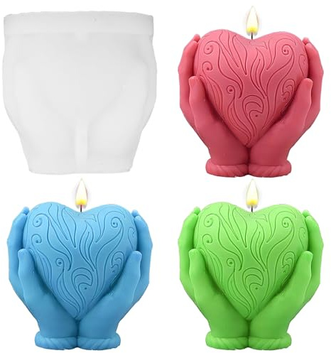 DIY Harz Formen Liebe in Deinen Händen, 3D Herz Kerzenformen Silikon, Silikonform Kerzenform Seifenform, Liebe Silikon Gießform Resin für DIY Hochzeit Jubiläumsgeschenk Haus Dekoration