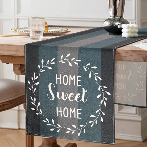 Tischläufer Schwarz Modern Wohnzimmer 40 x 140 Tischläufer Dekoration Grau Blau Tischdecke Tischsets Leinen Tischwäsche Streifen Holzmuster Rustikale Retro für Esstisch Party