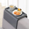 GEHE Sofa Tray Bamboo Sofa Arm Table Couch Tray Wooden Sofa Armrest Side Table, Armchair Table for Snacks, Phone, Control, Cups, Flexible & Foldable, Grey