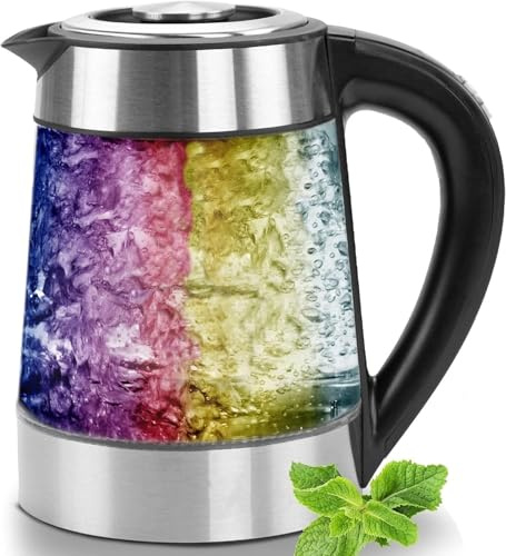 Bouilloir électrique en verre borosilicate 2,2 litres 1500W éclairage LED