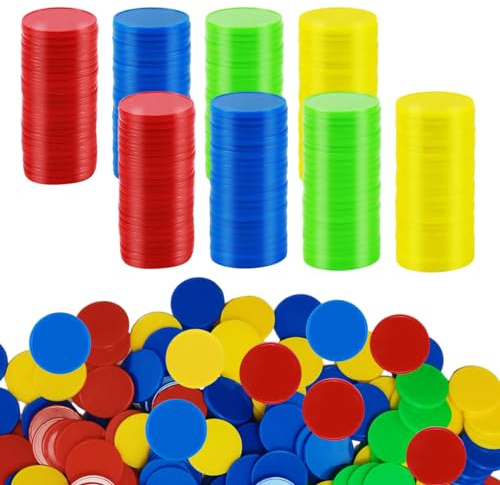 400 Pièces Jetons de Poker en Plastique, 4 Couleurs Jeton de Jeu | Petit Comptoir d'apprentissage, Jetons de Roulette de Casino, à Compter et à Faire du Bingo, 25mm