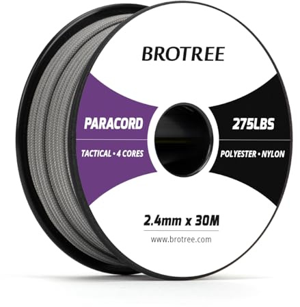 Brotree Paracord 275 2,4mm 30M Nylon Seil mit 4 Kern Schnur | 125kg (275lbs) Bruchlast, Spule, Camping, Angeln, Überleben, Basteln, Armband, Outdoor und DIY