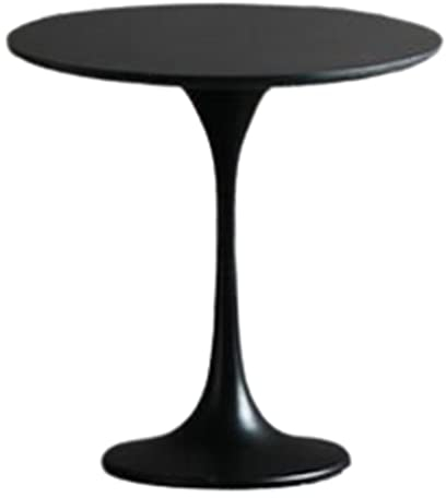 Moderner runder Esstisch mit Sockel im Tulpendesign Mid-Century Freizeittisch Couch Low Table Beistelltisch Skandinavischer kommerzieller Milchtee (Größe: 50 cm, Farbe: Schwarz)