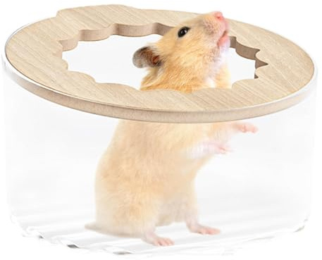 znutc Kleintier-Sandbad-Box, Sandbad für Hamster - Hamster-Reinigungs- und Badezubehör | Reinigungs- und Badezubehör, Stabiler Hamster-Sandkasten, Sandbad, Hamsterdeckel, transparentes Design für