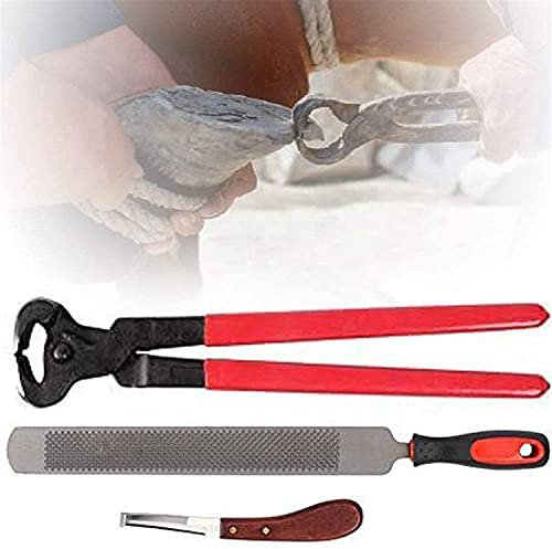 Jrcfnss 3PCS Horse Huf Trim Tool Kit, Mehrzweck-Huftrimmer, Viehhufreparaturwerkzeug, geeignet für die Hufbearbeitung für Pferde/Esel