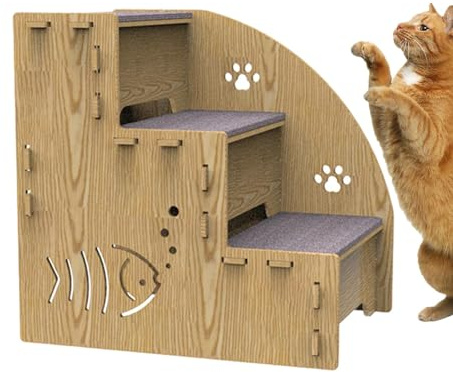 Hundesofa Kletterstufen – Haustier-Kletterleiter, Sofa Kletterleiter | Langlebige Katzen- & Hundetreppe Holztreppe mit verbesserter Stabilität, hohe Betten kleine Haustiere Rampe Treppe für kleine,