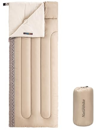 Naturehike Sacco a Pelo Invernale 4 Stagioni Ultraleggero Campeggio e le escursioni Per Adulti e Bambini Compatto Primavera Estivo Autunno 7-13℃ 190 x 150cm(Crema Sinistro)