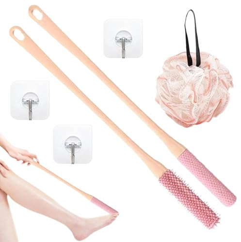 Fußbürste mit langem Griff, Fußwaschbürste mit langem Griff - Silikonspitze mit langem Griff | Ergonomisches Peeling für die Reinigung von weichen Füßen, Fingerbürste