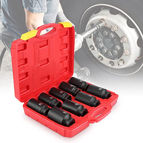 9-teiliger 1/2-Zoll-Steckschlüsselsatz für tiefe Schlagschrauber, Sechskant-Steckschlüsselsatz für Antriebsachsnabenmuttern, 29 mm - 38 mm, für Auto-Radnabenmuttern, Steckschlüsselsatz für Achsnaben