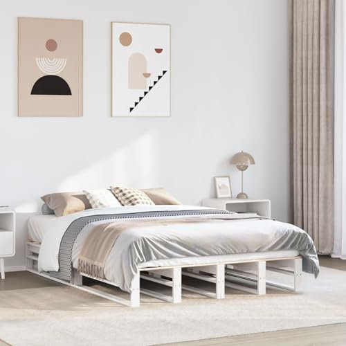 Buzaza Massivholzbett ohne Matratze Weiß 135x190 cm Holz Bett Massivholzbett Bed Frame Bettgestell Bett Holz Kiefernholz - 850867