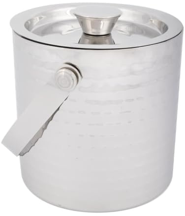 Olympia Hammered Double Wall Ice Bucket 1550ml, Silver Stainless Steel | Keeps ice cold and dry at professional bars and busy parties; suited for chilling bottled beer, champagne or wine.