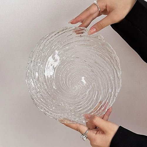 SILINE 8-inch Round Tempered Glass Bowl for Mixing Salad or Cereal, Set of 2