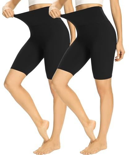 HIPOWER 2er Pack Radlerhose Damen High Waist Kurze Sport Shorts Sporthose
