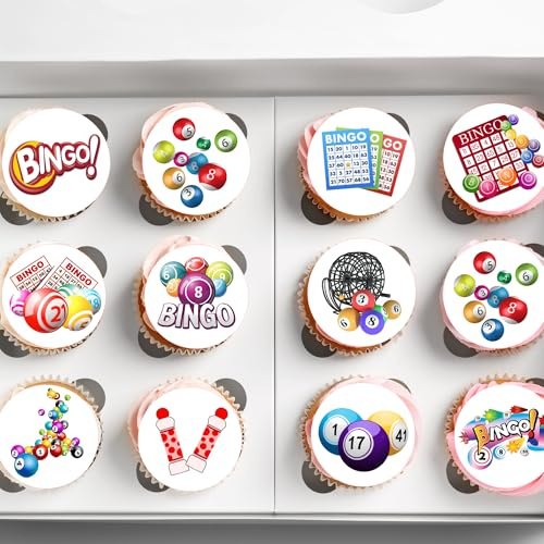 22 x Precut Bingo Game Edible Wafer Paper Cupcake Topper For Cupcakes