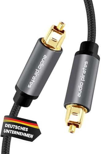 audio pirates TOSLINK Glasfaserkabel [2,0 M] optisches digitales S/PDIF-Kabel | Verstärker,Heimkino,Xbox One,PS4,OD:4,0mm,Nylon-Sleeve, Metall-Stecker, 24K vergoldet | PERFORMANCE COLLECTION