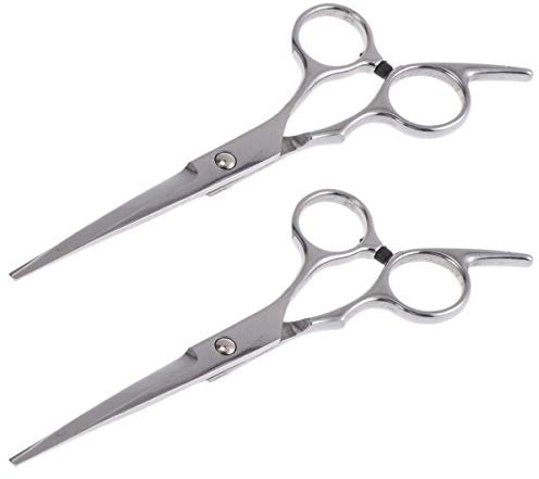 FOMIYES Peluquería Color Plata de Acero Inoxidable 2 Tijeras Corte de Cabello y Entresacar para Salón y Uso Doméstico