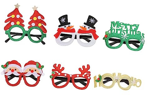CAXUSD 6stücke Weihnachts-Brillen Party-zubehör Mit Weihnachtlichem Design Für Weihnachtsfeiern Und Maskenbälle Für Erwachsene