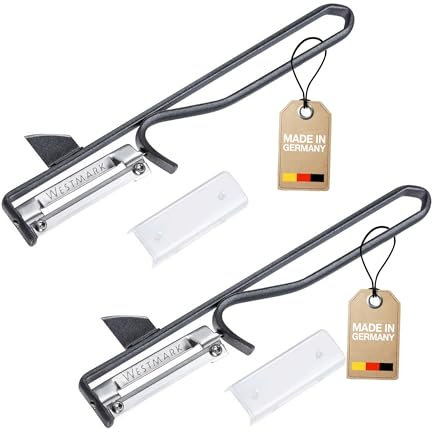 Westmark Sparschäler Black Edition, 2 Stk. – Ergonomische Kartoffelschäler aus Metal mit Edelstahlklinge – Universalschäler für Gemüse & Obst – Anthrazit, 15,7 cm
