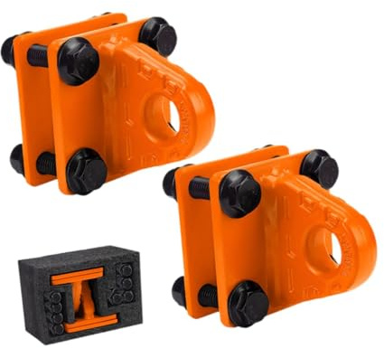 Milageto 2 Pack D Ring Shackle Mount Bracket with Backer Plate for Towing on Vehicles and ATVs, Orange