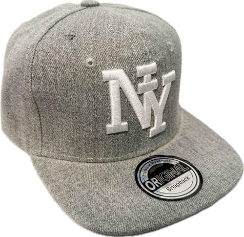 Jeamis NY USA Snapback Baseball Cap Kappe Cappy Unisex Trucker Starter Basecap Mütze Hawaii Sommer Kult (DE/NL/SE/PL, Alphanumerisch, Einheitsgröße, NY Grau)