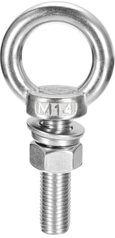 QUARKZMAN Boulon à œil de levage M14 x 60mm Anneau de levage à Épaulement | 1 Ensemble, 304 Acier Inoxydable, Boulon à œil avec Écrou Rondelle, Pour suspendu d\'Objet