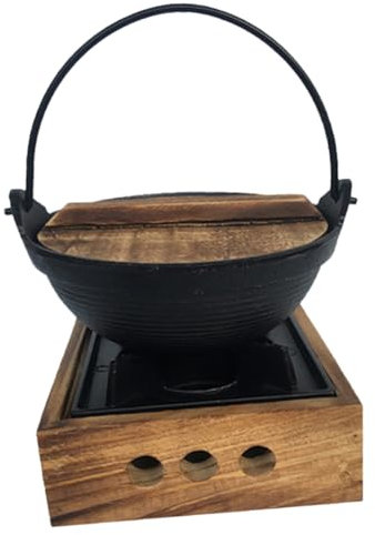Didiseaon Marmite Japonaise Shabu Pot Fonte avec Couvercle Pot pour Fondue Japonaise et Cuisson Directe sur Flamme