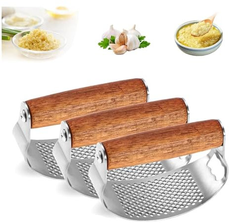 Presse-ail à bascule en acier - Hachoir à ail facile à presser - Avec accessoires de cuisine - Ouvre-outil
