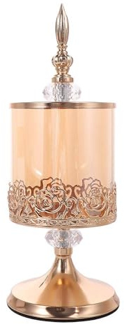 Tarro de caramelo de estilo europeo, tarro de almacenamiento de cristal para galletas con tapas, caja de almacenamiento decorativa para café casero (L)