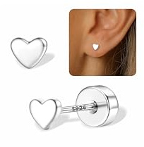 FIOROYAL Pendientes Plata de Ley 925 Mujer Niña Pendiente Hipoalergenicos Lindo y adorable Corazón Circonita Flor Lazo Fresa Hoja Pequeño Piercing Helix Tragus Pendiente de Aretes Plata/Oro S6