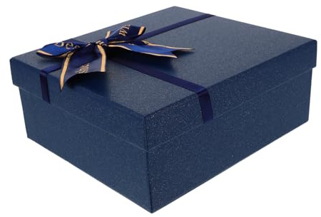 Papier Geschenkbox und Deckel mit Schleife Rechteckige Elegante | Blaue Ausführung, Dekorative Verpackung für Feiertage und Partygeschenke, Großzügiges Format