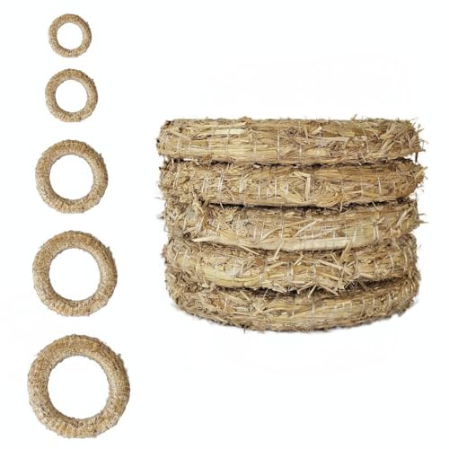 Strohkranz Rohling - 5r Set Strohrömer - ø 20 cm Durchmesser - 3 cm Stärke, Türkranz, Deko Kranz, Kranz Rohling, Strohring für kreative Adventsgestaltung (20cm/3cm-5 STK.)