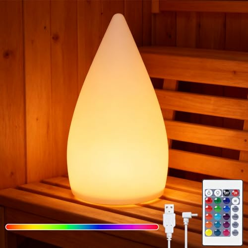Kabellos Sauna Lampe, Sauna Beleuchtung Akku mit 16 RGB Farben & 4 Modi | Saunalampe Dimmbar, Saunaleuchte Led Farbwechsel mit Fernbedienung, Tischleuchte Wiederaufladbare für Restaurant Bar Garten
