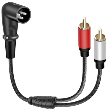 YANBORONSN Cavo Patch Y-Splitter XLR Maschio 90 Gradi su 2 RCA Maschio, Cavo di Connessione Audio Stereo Non Bilanciato 3 PIN XLR Splitter su 2 RCA per Subwoofer, Altoparlanti (0,3M)