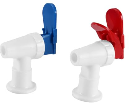 Hoite Grifos de plástico para enfriadores de agua, dispensadores de agua reutilizables, repuestos, grifo azul y rojo (bloqueo de grifo rojo) - Paquete de 2