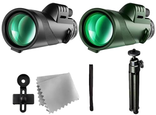 Telescopio monocular para exteriores de alta definición de alta potencia de 80 x 100 | Telescopio de observación de aves compatible con adaptador de smartphone