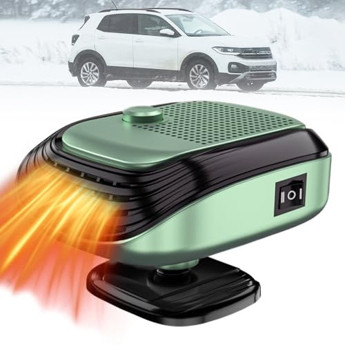 gofiveus Autoheizung, 360° Tragbare 12v Heizlüfter Auto Mit Zigarettenanzünder Stecker, Auto Heizlüfter, Für Auto Windschutzscheibe Schneller Heizlüfter (grün)