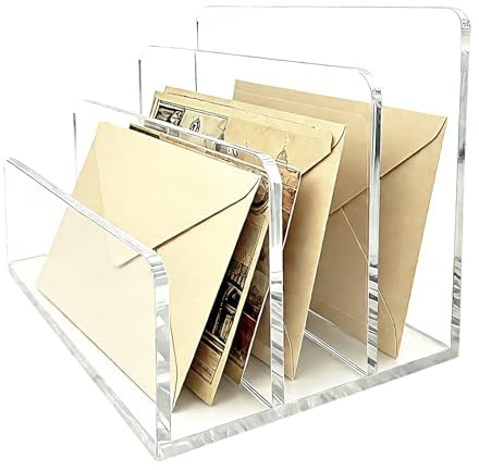 Transparenter Acryl Aktenhalter, 7 x 10,1 x 10,5cm, Briefhalter aus Acry, Verdicken Acryl Akten Organizer, Briefhalter Ablagefächer aus Acryl, für Notizzettel, Visitenkarte und Postkarte